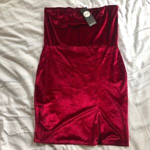 Boohoo Velvet Bandeau Bodycon Dress